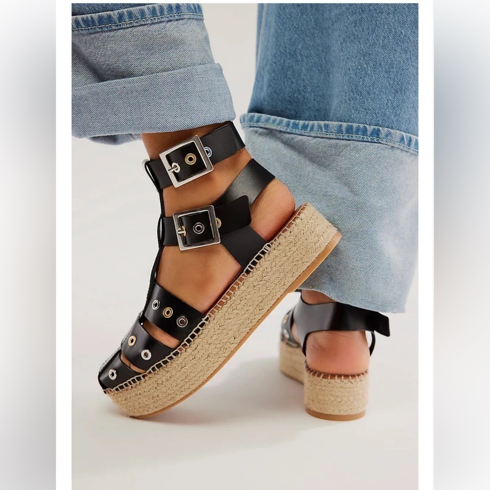 NWT Free People Gable Glad Ankle Strap Espadrille Platform Sandal Sz 40